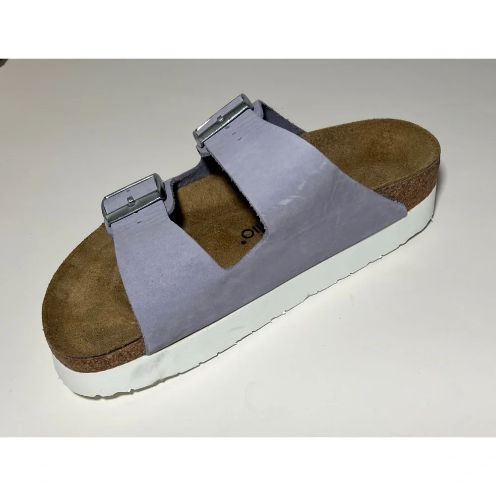 +Birkenstock Papillio Arizona Platform Nubuck Leather - Purple Fog 39